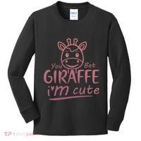 Cute Sarcastic Giraffe Animal Lover You Bet Giraffe Kids Long Sleeve Shirt thumb 0