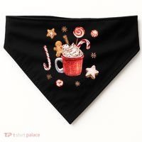 Christmas Season Gingerbread Hot Coco USA-Made Doggie Bandana thumb 0