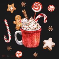 Christmas Season Gingerbread Hot Coco USA-Made Doggie Bandana thumb 2