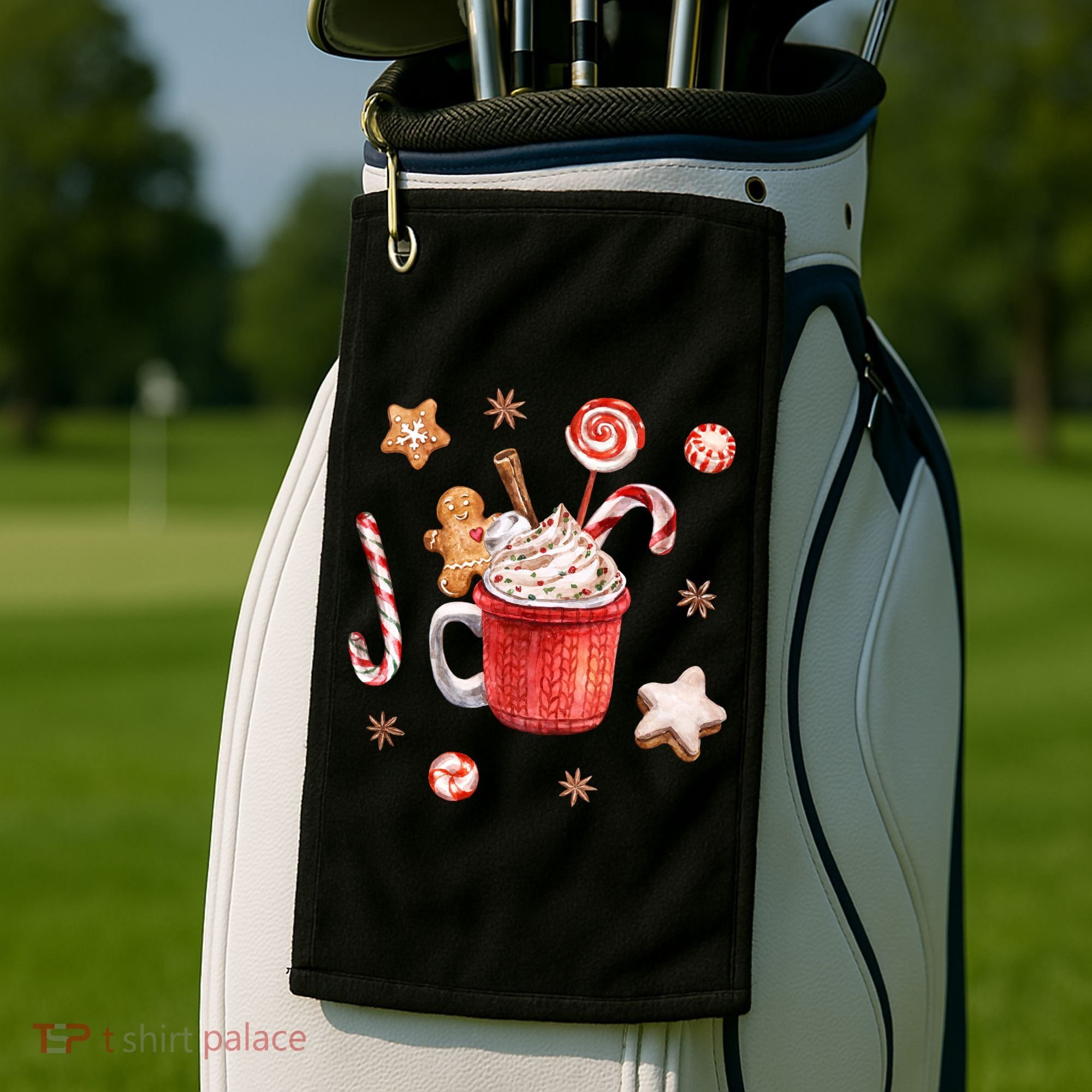 Christmas Season Gingerbread Hot Coco Golf Towel