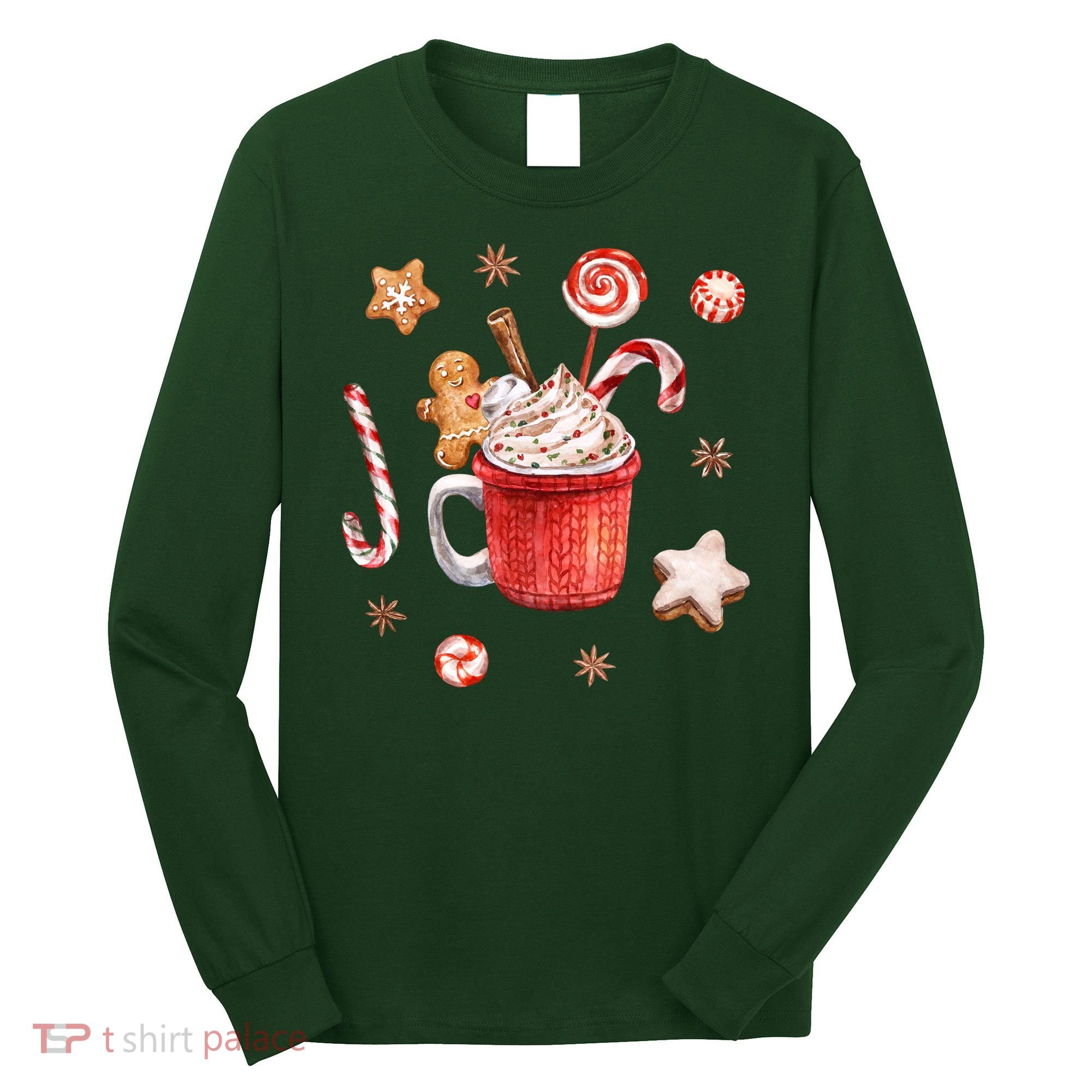 Christmas Season Gingerbread Hot Coco Long Sleeve Shirt