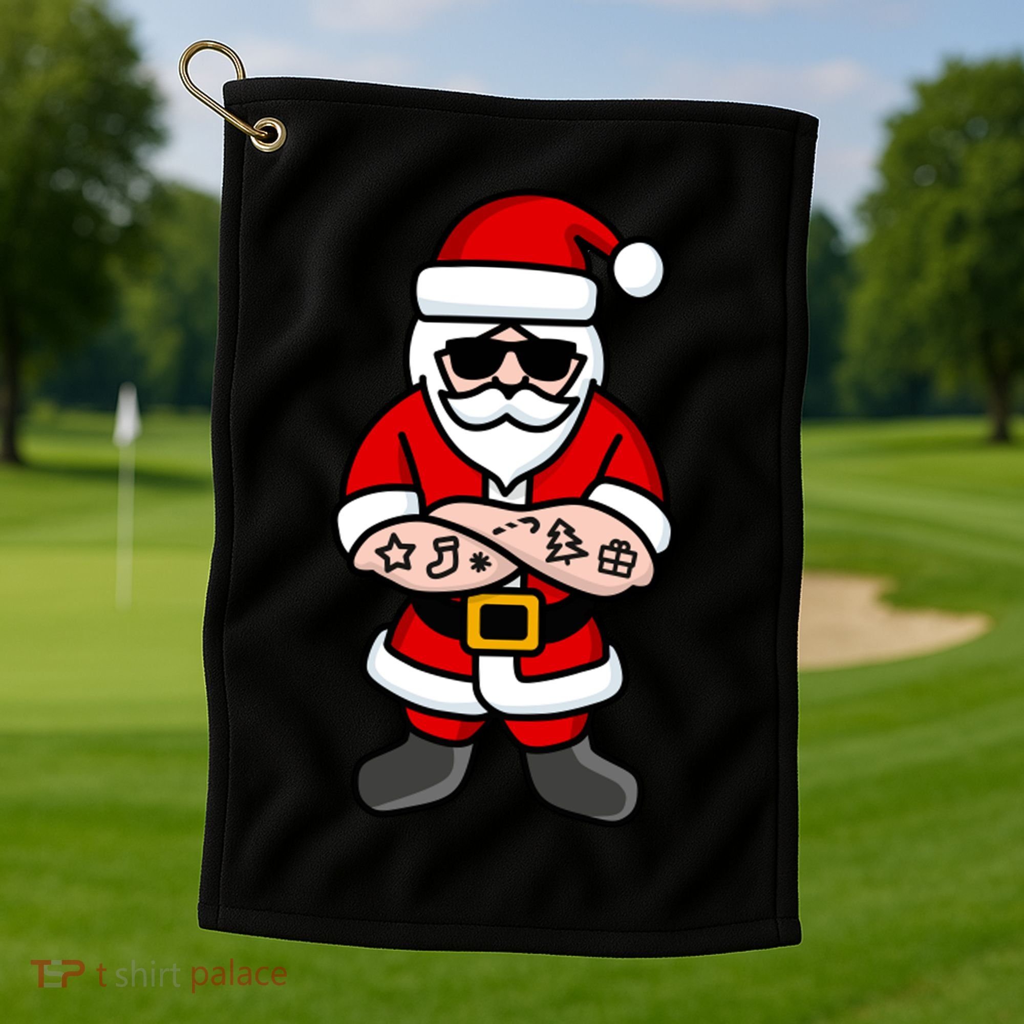 Cool Santa Gangster Golf Towel