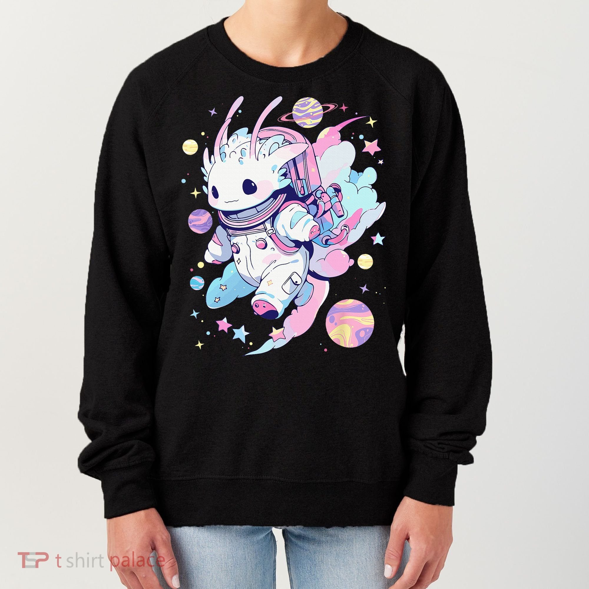 Cute Space Galaxy Axolotl Pastel Goth Aesthetic Nu Goth Women's Sweatshirt