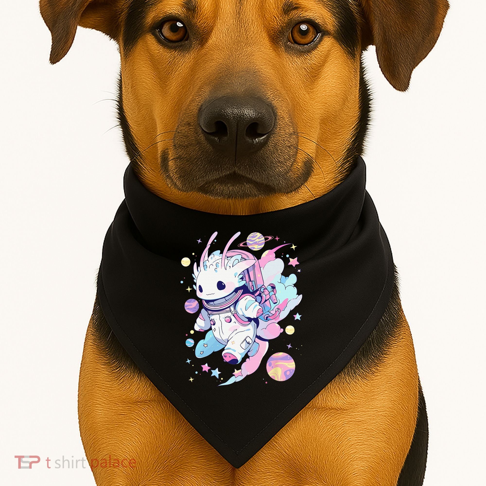 Cute Space Galaxy Axolotl Pastel Goth Aesthetic Nu Goth USA-Made Doggie Bandana