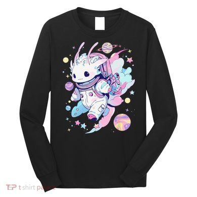 Cute Space Galaxy Axolotl Pastel Goth Aesthetic Nu Goth Long Sleeve Shirt