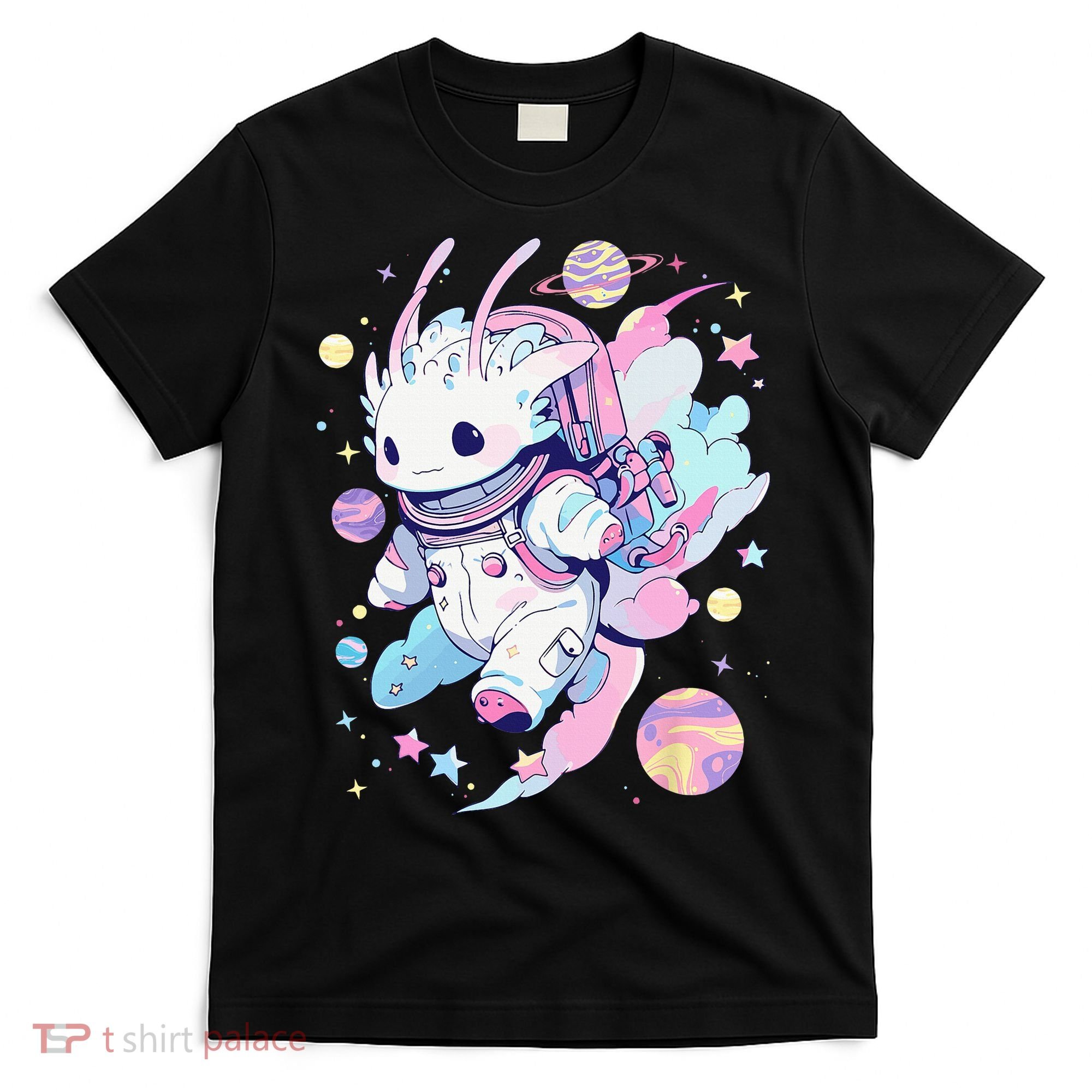 Cute Space Galaxy Axolotl Pastel Goth Aesthetic Nu Goth T-Shirt