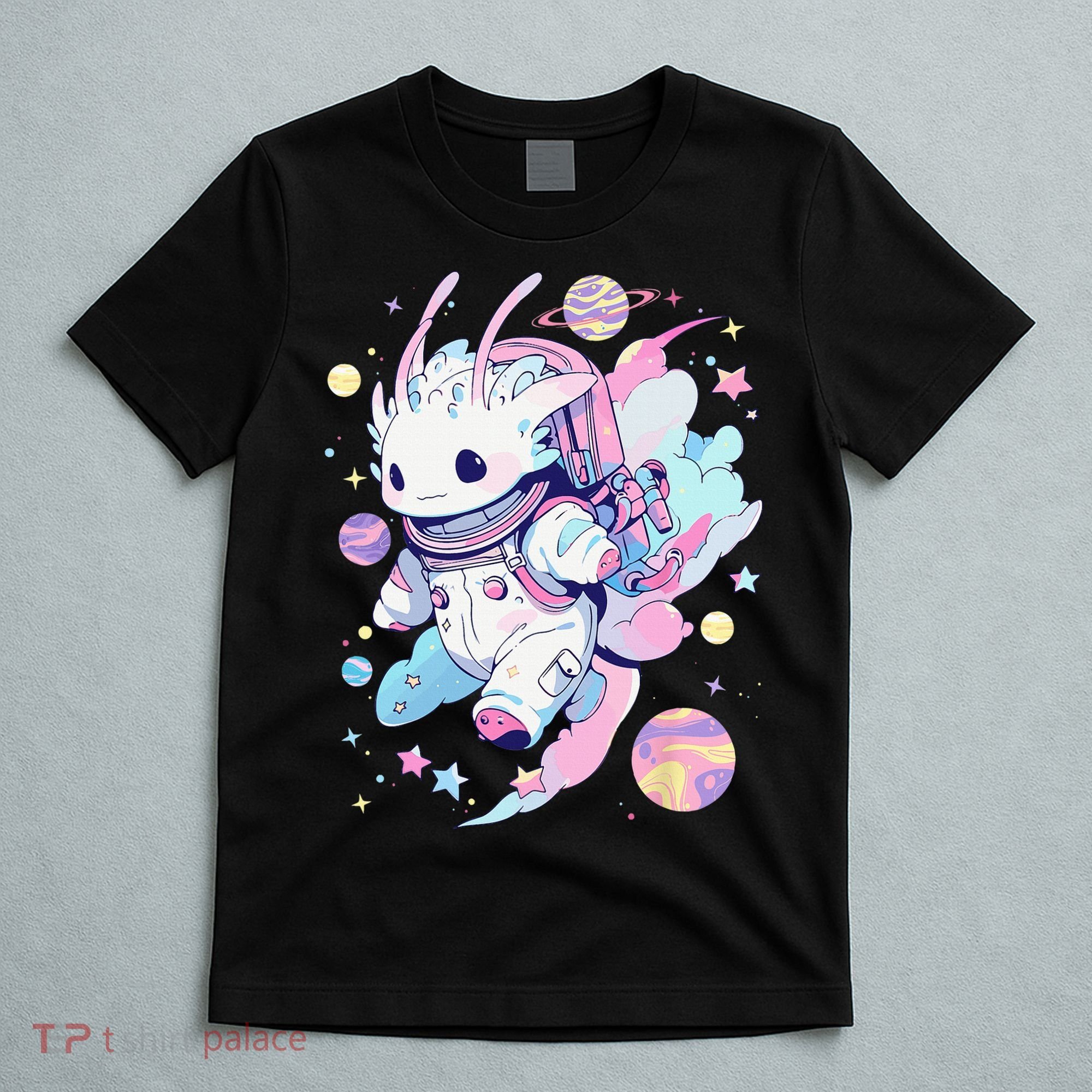 Cute Space Galaxy Axolotl Pastel Goth Aesthetic Nu Goth T-Shirt