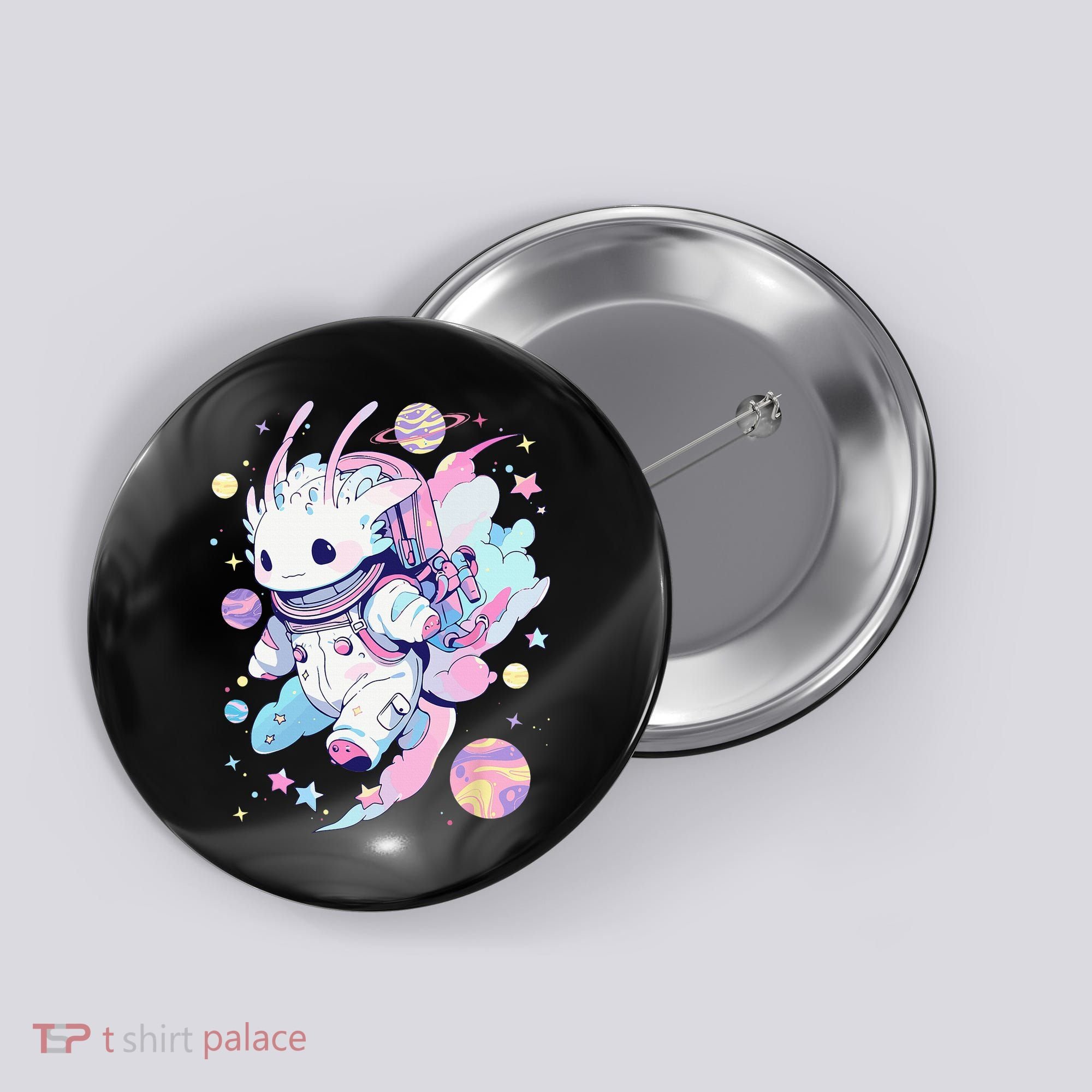 Cute Space Galaxy Axolotl Pastel Goth Aesthetic Nu Goth Button