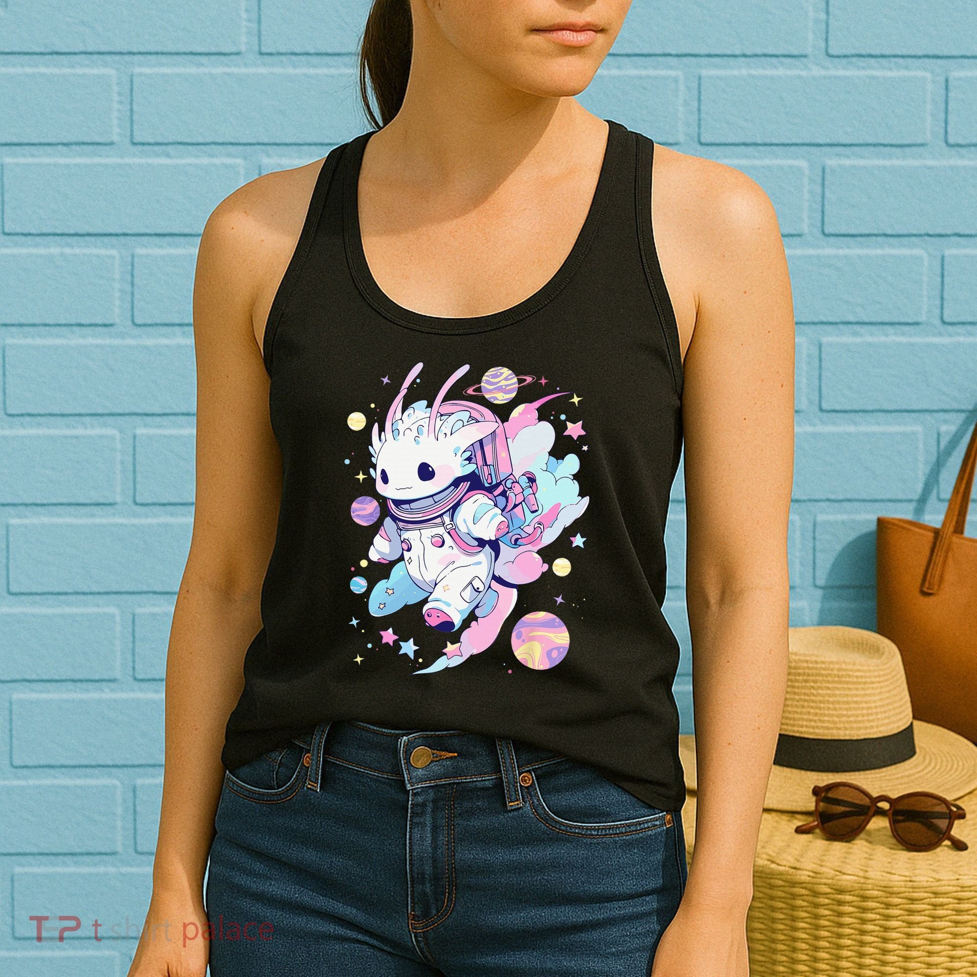 Cute Space Galaxy Axolotl Pastel Goth Aesthetic Nu Goth Women's Tank Top
