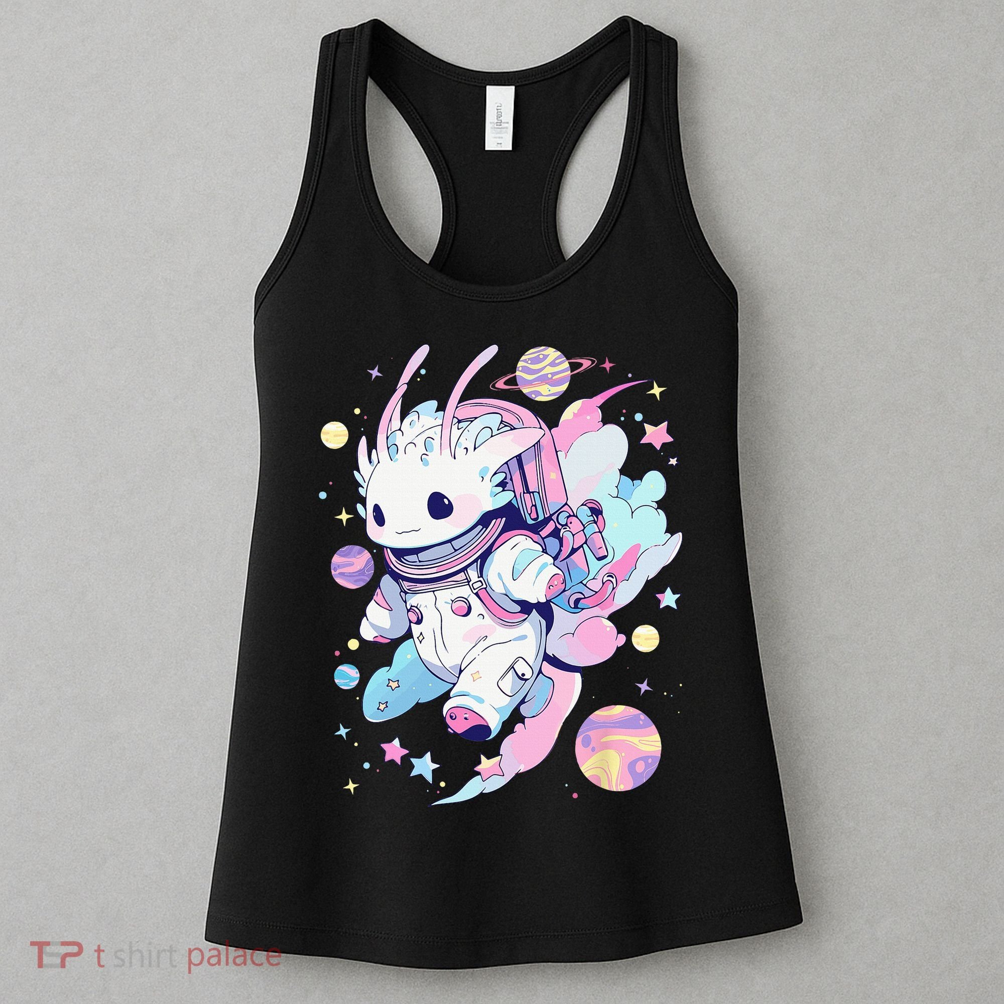 Cute Space Galaxy Axolotl Pastel Goth Aesthetic Nu Goth Women's Tank Top
