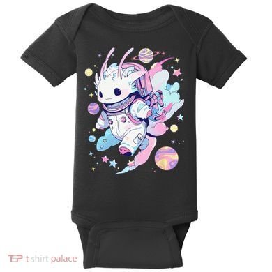 Cute Space Galaxy Axolotl Pastel Goth Aesthetic Nu Goth Baby Bodysuit