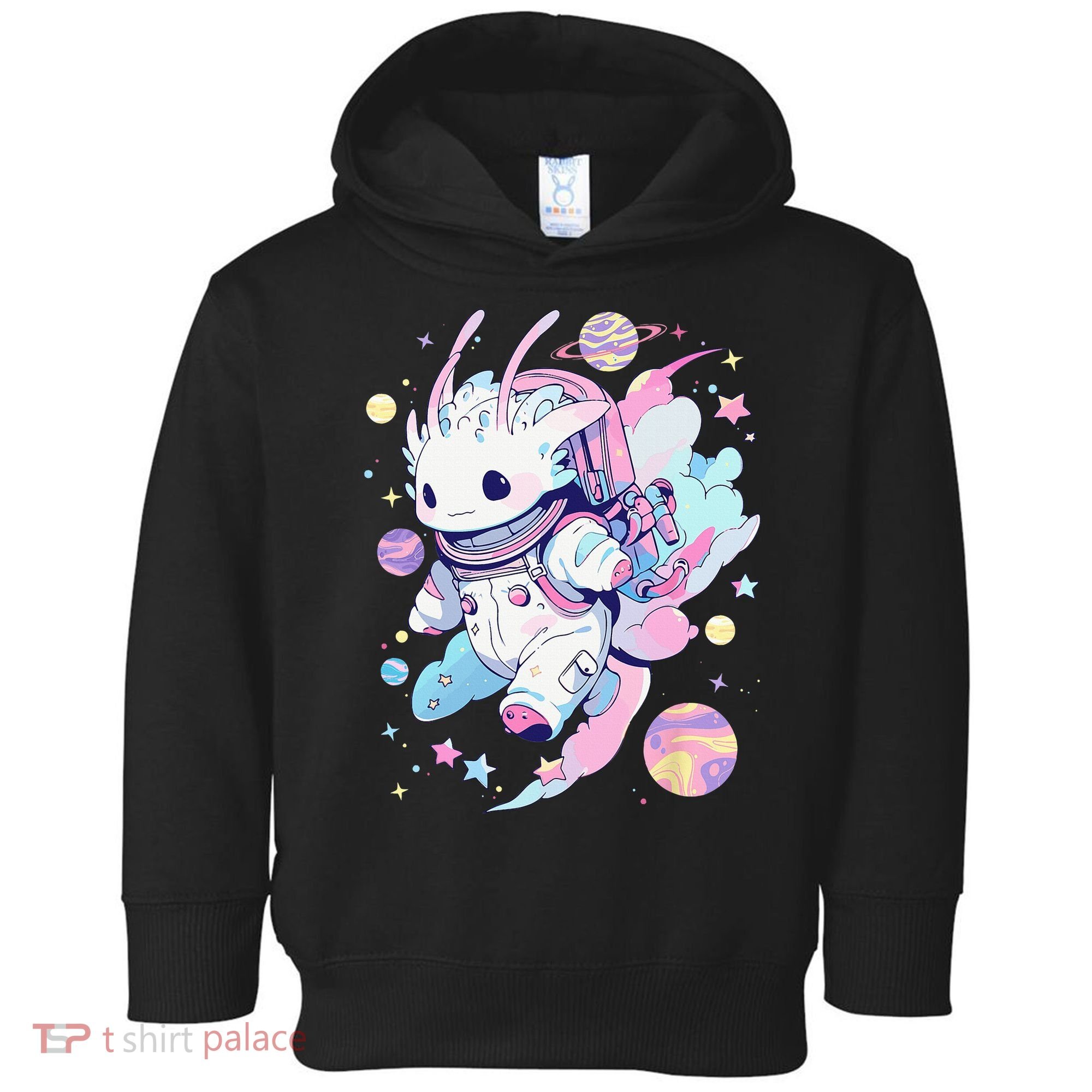 Cute Space Galaxy Axolotl Pastel Goth Aesthetic Nu Goth Toddler Hoodie