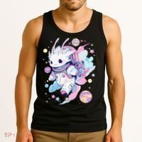 Cute Space Galaxy Axolotl Pastel Goth Aesthetic Nu Goth Tank Top thumb 3