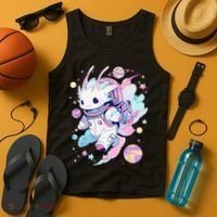 Cute Space Galaxy Axolotl Pastel Goth Aesthetic Nu Goth Tank Top thumb 4