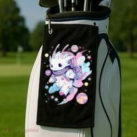 Cute Space Galaxy Axolotl Pastel Goth Aesthetic Nu Goth Golf Towel thumb 2