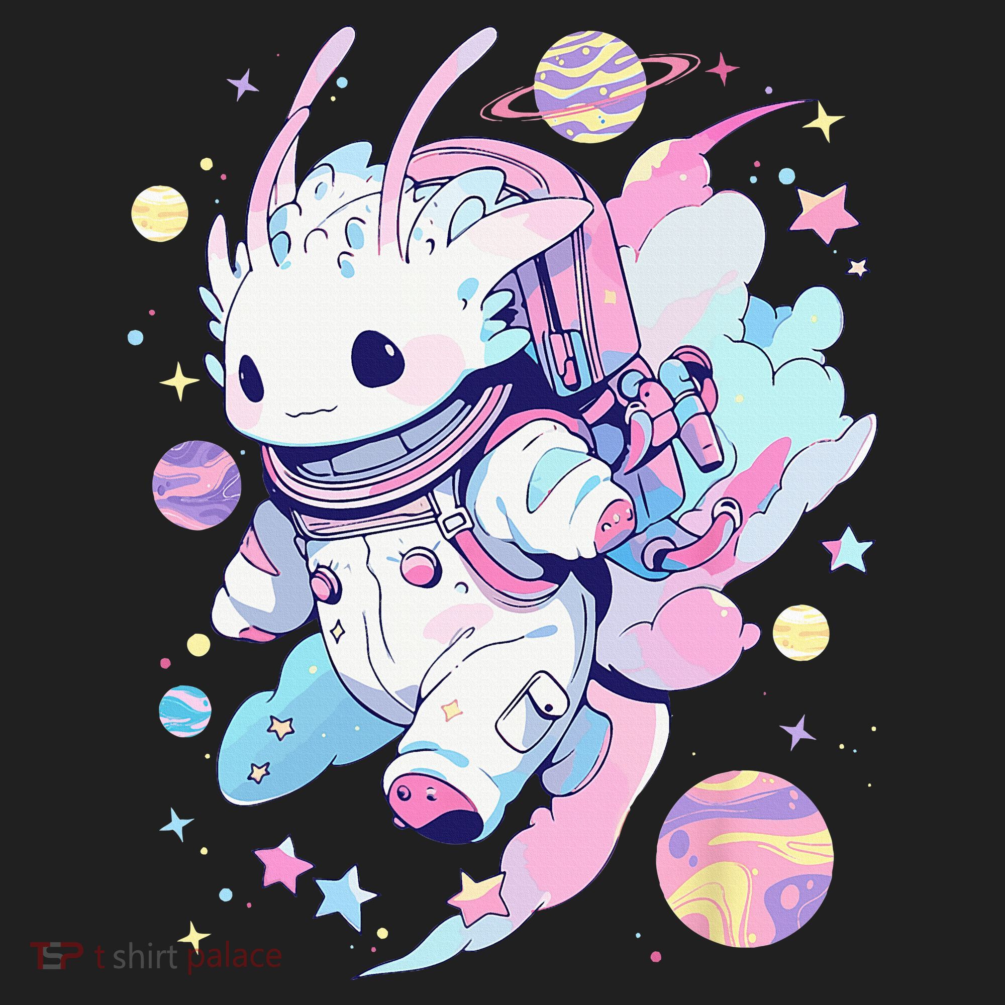 Cute Space Galaxy Axolotl Pastel Goth Aesthetic Nu Goth Golf Towel