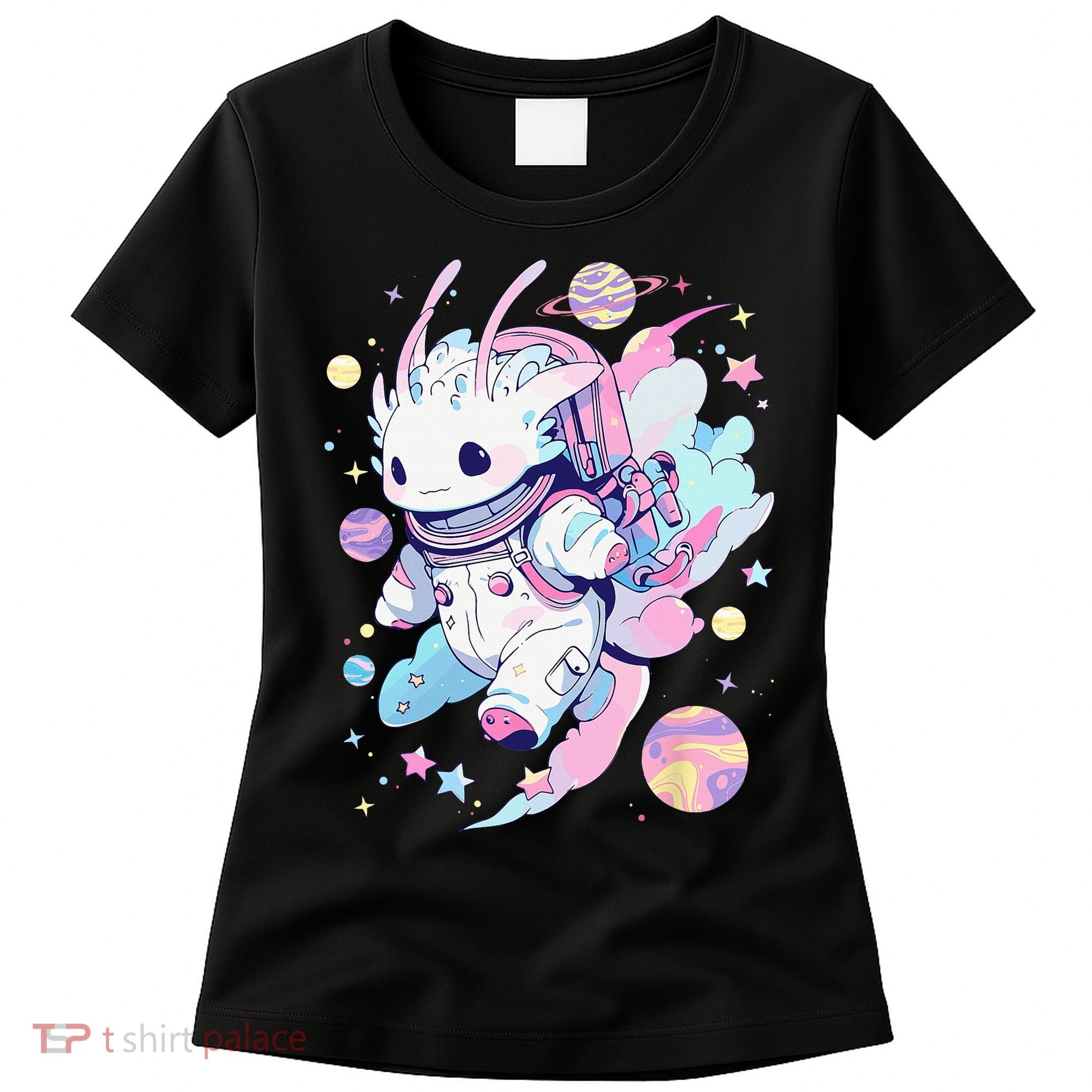 Cute Space Galaxy Axolotl Pastel Goth Aesthetic Nu Goth Women's T-Shirt