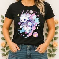 Cute Space Galaxy Axolotl Pastel Goth Aesthetic Nu Goth Women's T-Shirt thumb 2