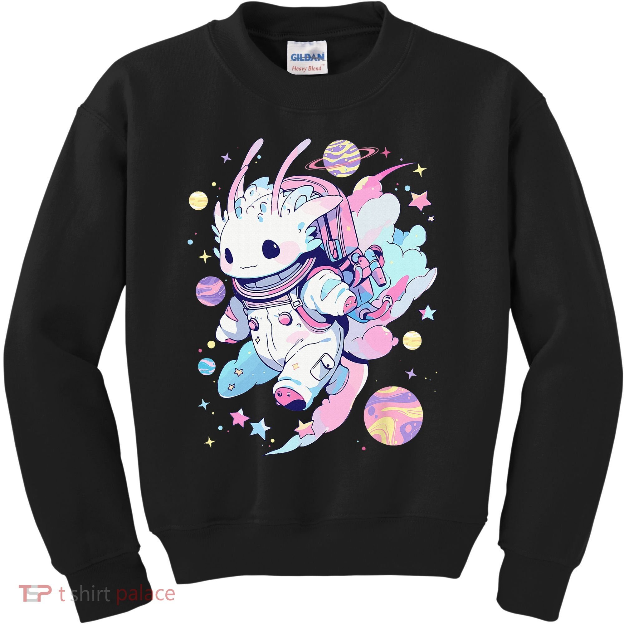 Cute Space Galaxy Axolotl Pastel Goth Aesthetic Nu Goth Kids Sweatshirt