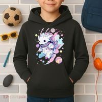 Cute Space Galaxy Axolotl Pastel Goth Aesthetic Nu Goth Kids Hoodie thumb 2
