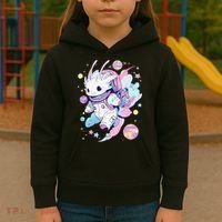Cute Space Galaxy Axolotl Pastel Goth Aesthetic Nu Goth Kids Hoodie thumb 3