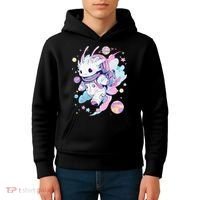 Cute Space Galaxy Axolotl Pastel Goth Aesthetic Nu Goth Kids Hoodie thumb 4