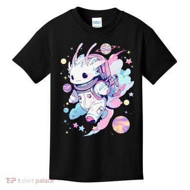 Cute Space Galaxy Axolotl Pastel Goth Aesthetic Nu Goth Kids T-Shirt