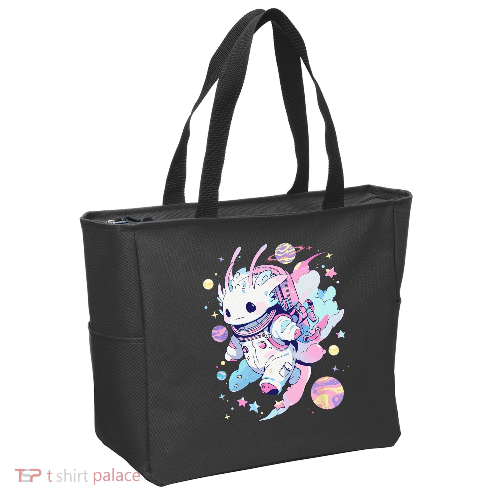 Cute Space Galaxy Axolotl Pastel Goth Aesthetic Nu Goth Tote Bag