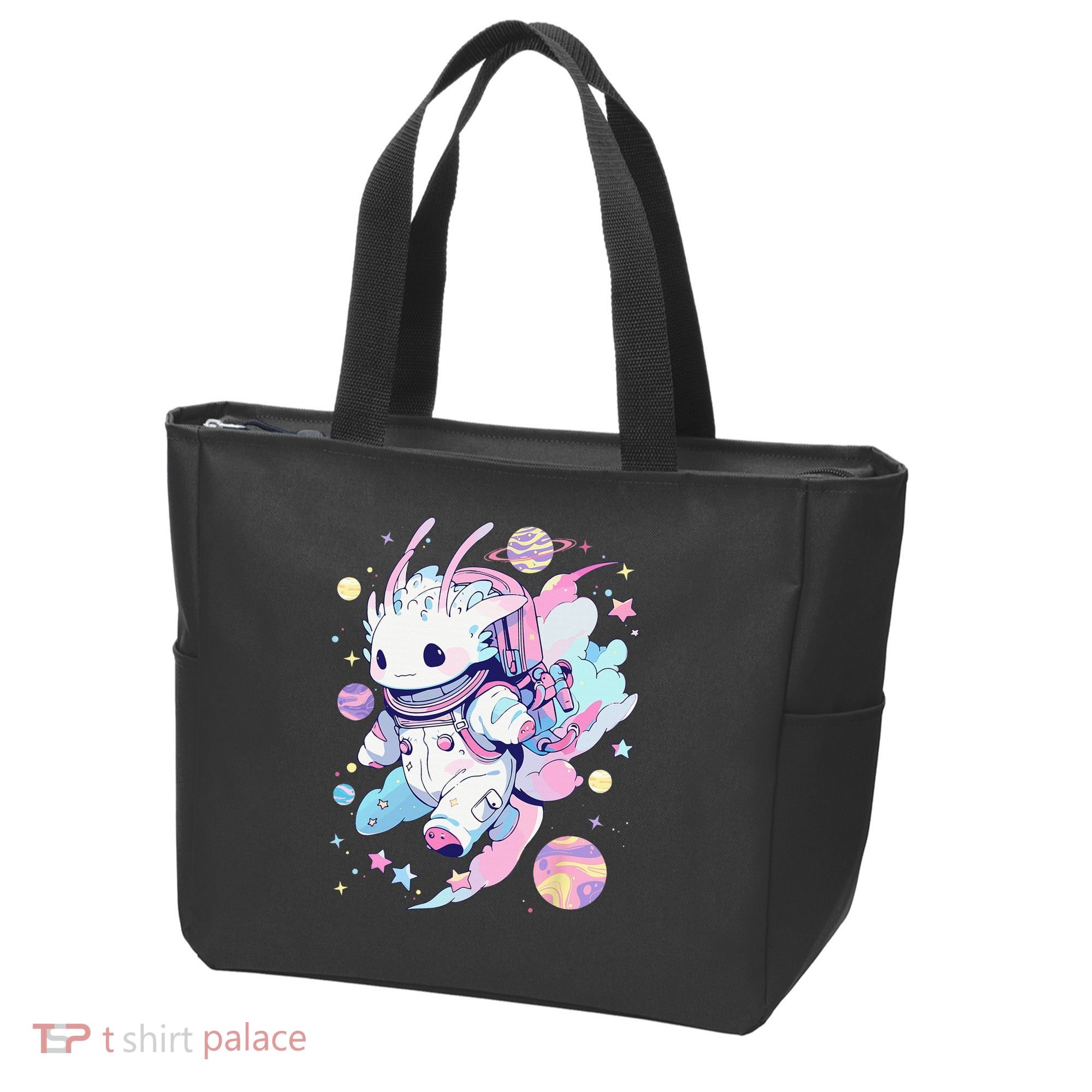 Cute Space Galaxy Axolotl Pastel Goth Aesthetic Nu Goth Tote Bag