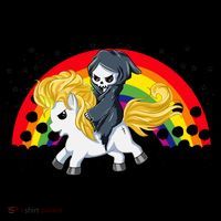 Cute Scary Ghost Face Skull Reaper On Golden Unicorn Rainbow Coffee Mug thumb 5
