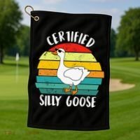 Certified Silly Goose Funny Goose Lover Farmer Farm Life Golf Towel thumb 1