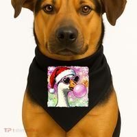 Cool Silly Goose Santa Christmas Bubble Gum USA-Made Doggie Bandana thumb 1