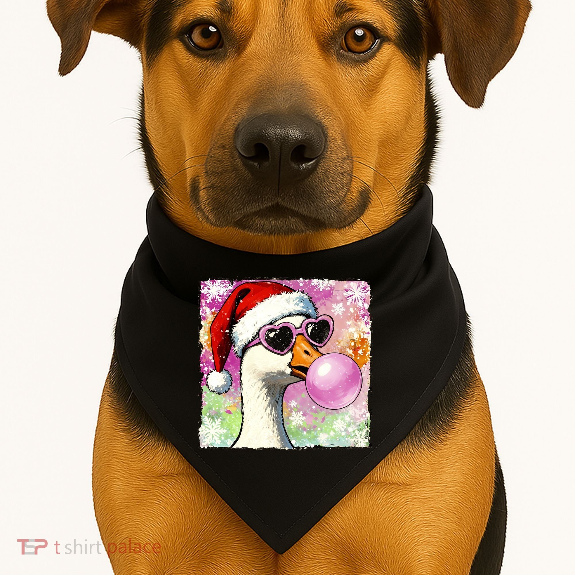 Cool Silly Goose Santa Christmas Bubble Gum USA-Made Doggie Bandana