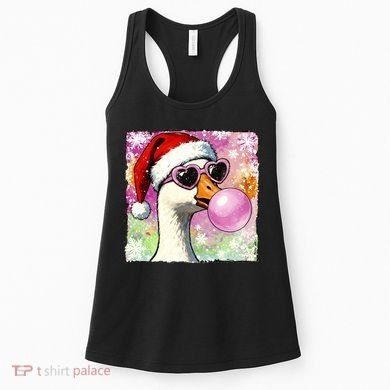 Cool Silly Goose Santa Christmas Bubble Gum Women's Tank Top
