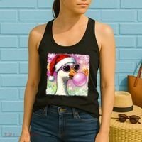 Cool Silly Goose Santa Christmas Bubble Gum Women's Tank Top thumb 2