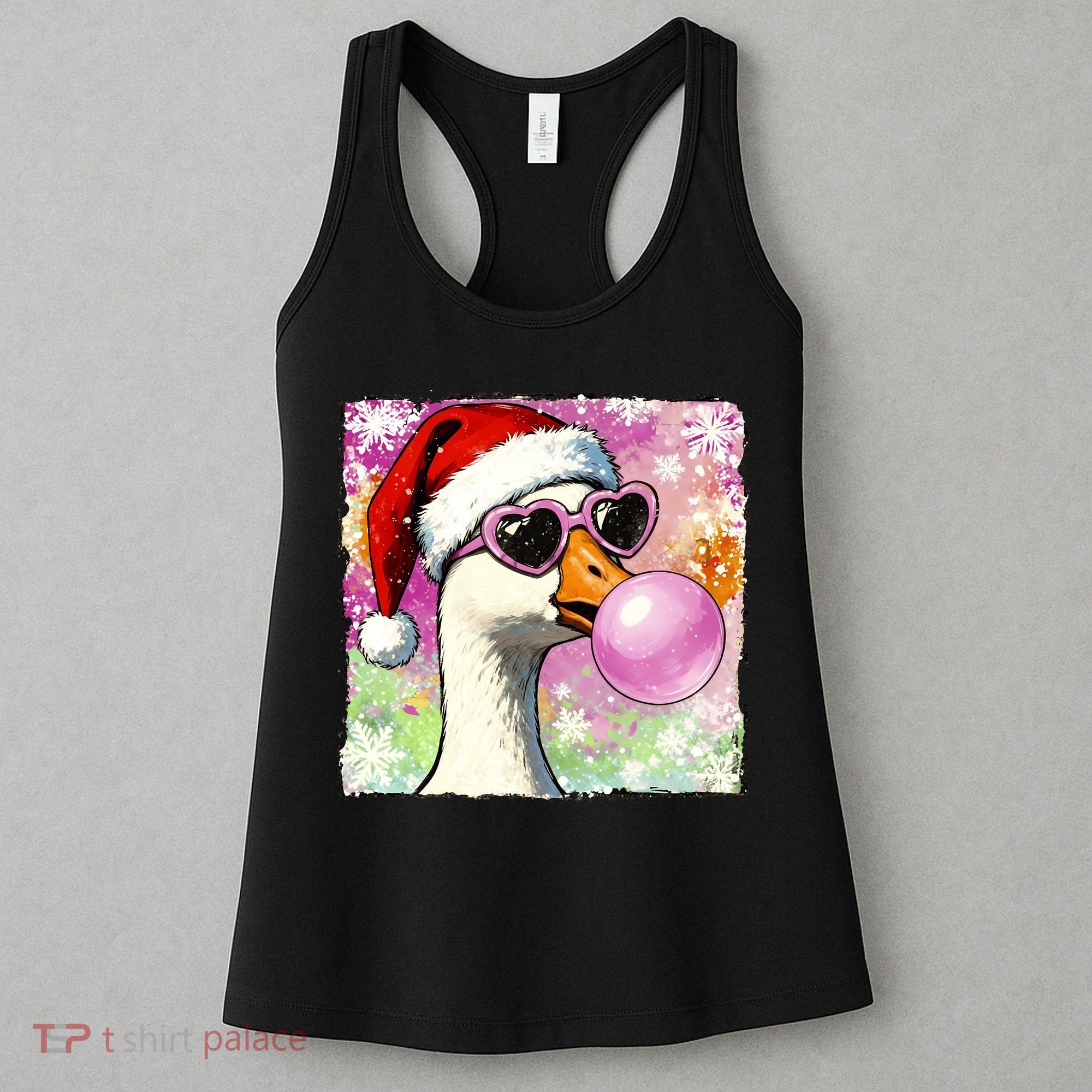 Cool Silly Goose Santa Christmas Bubble Gum Women's Tank Top