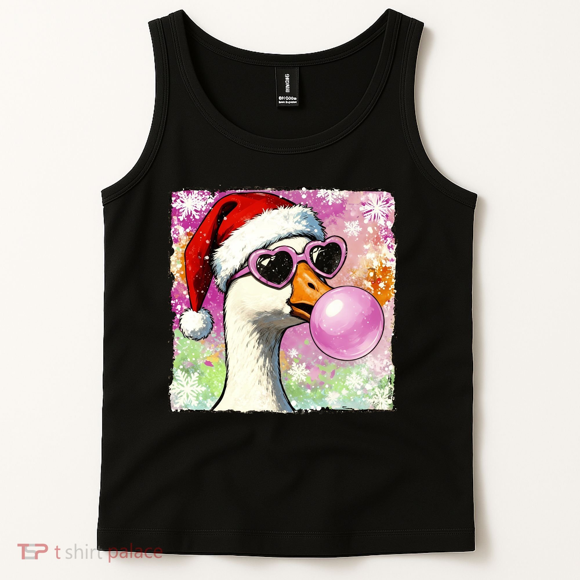 Cool Silly Goose Santa Christmas Bubble Gum Tank Top