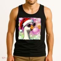 Cool Silly Goose Santa Christmas Bubble Gum Tank Top thumb 3