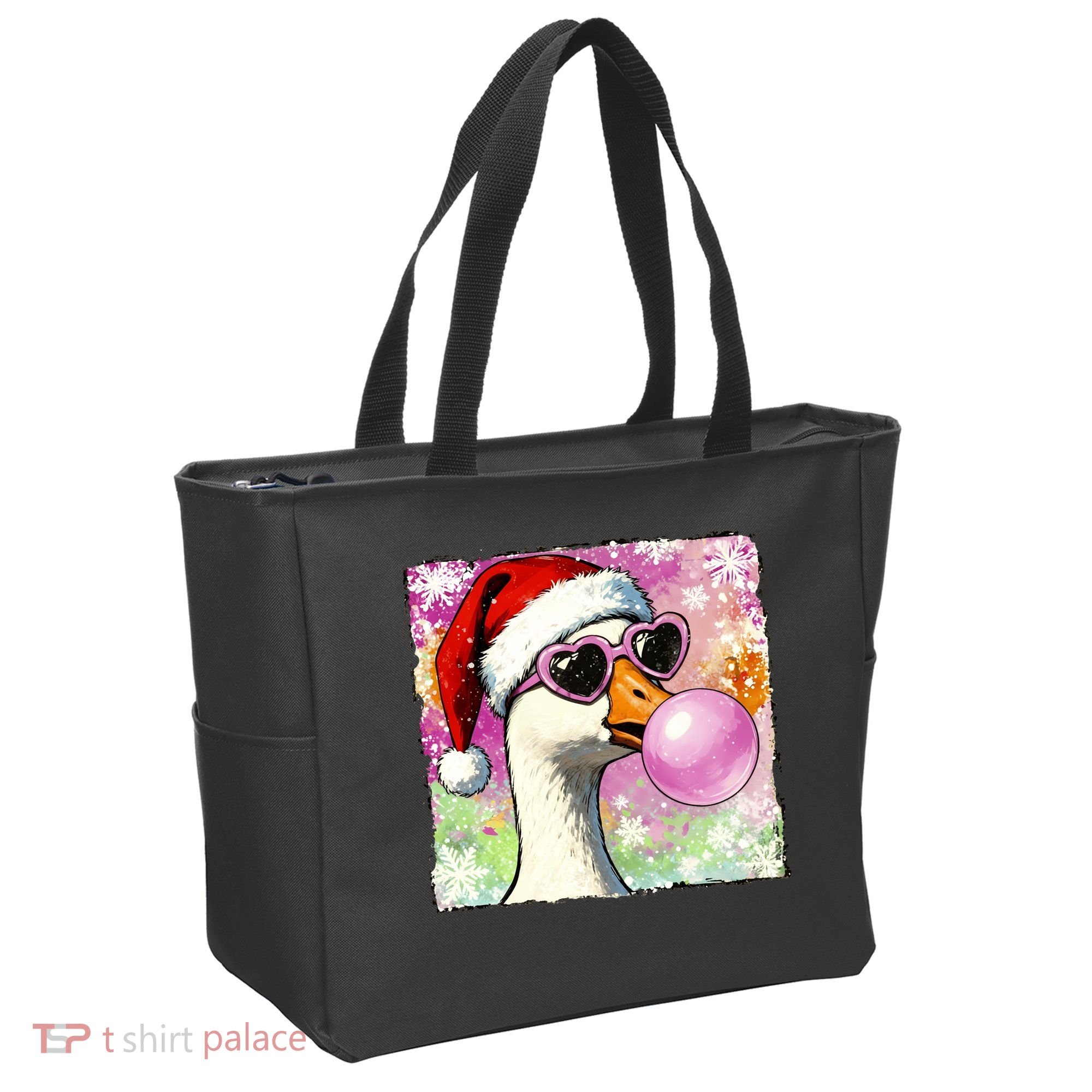 Cool Silly Goose Santa Christmas Bubble Gum Tote Bag