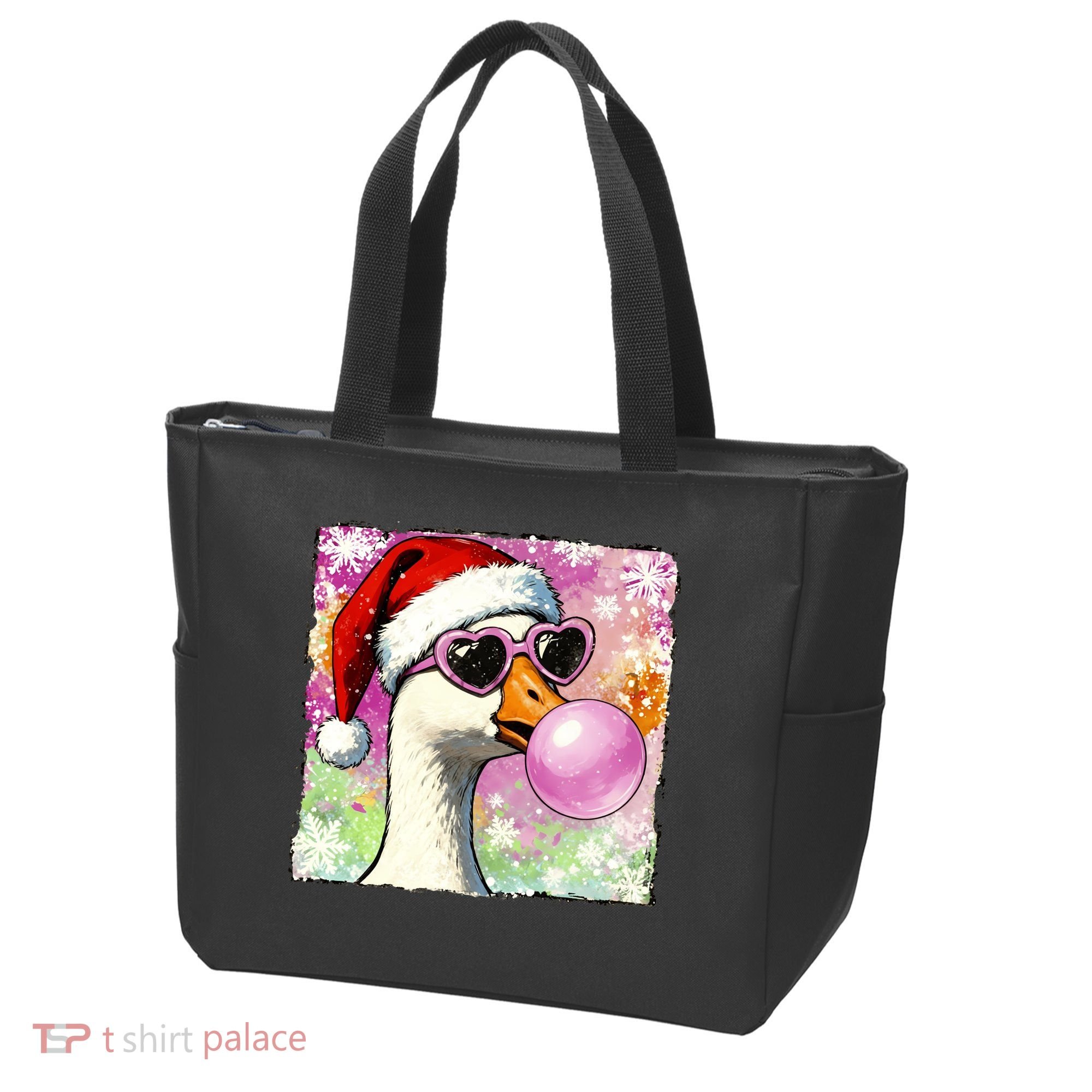 Cool Silly Goose Santa Christmas Bubble Gum Tote Bag