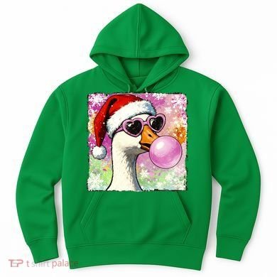 Cool Silly Goose Santa Christmas Bubble Gum Hoodie