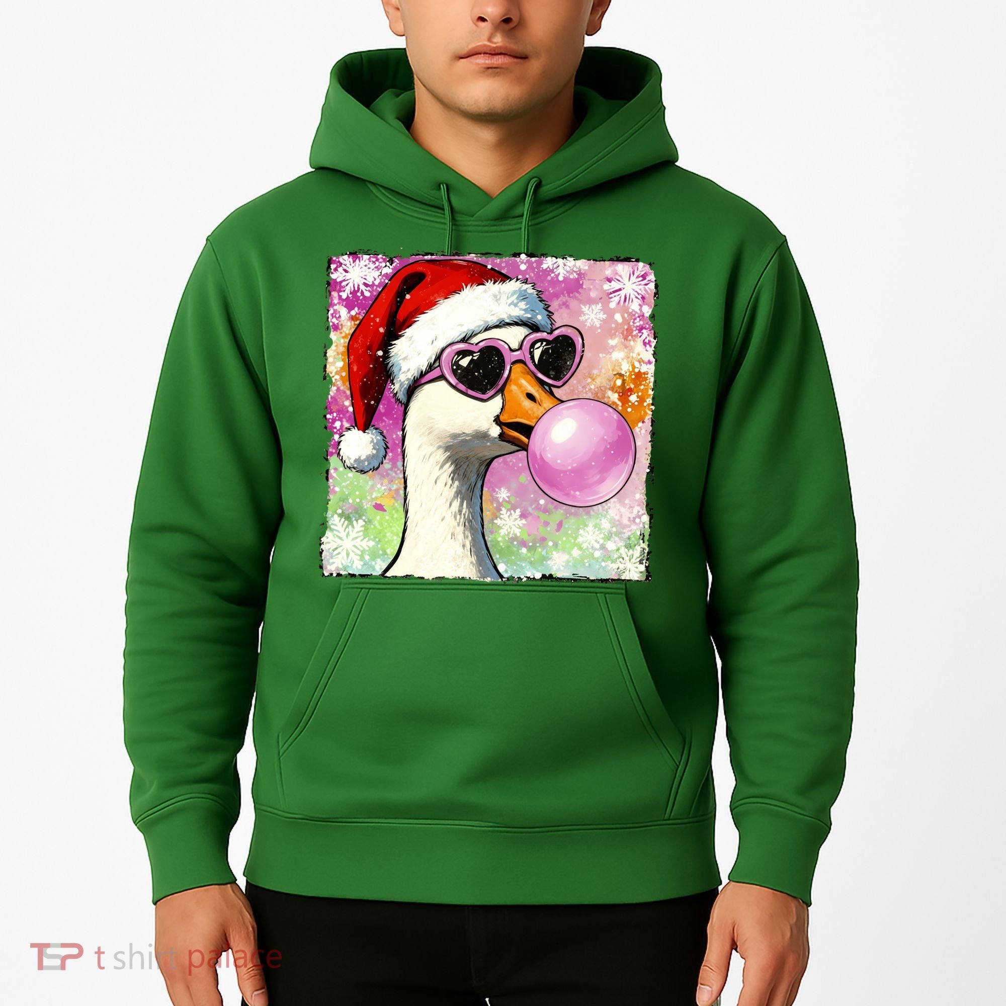 Cool Silly Goose Santa Christmas Bubble Gum Hoodie