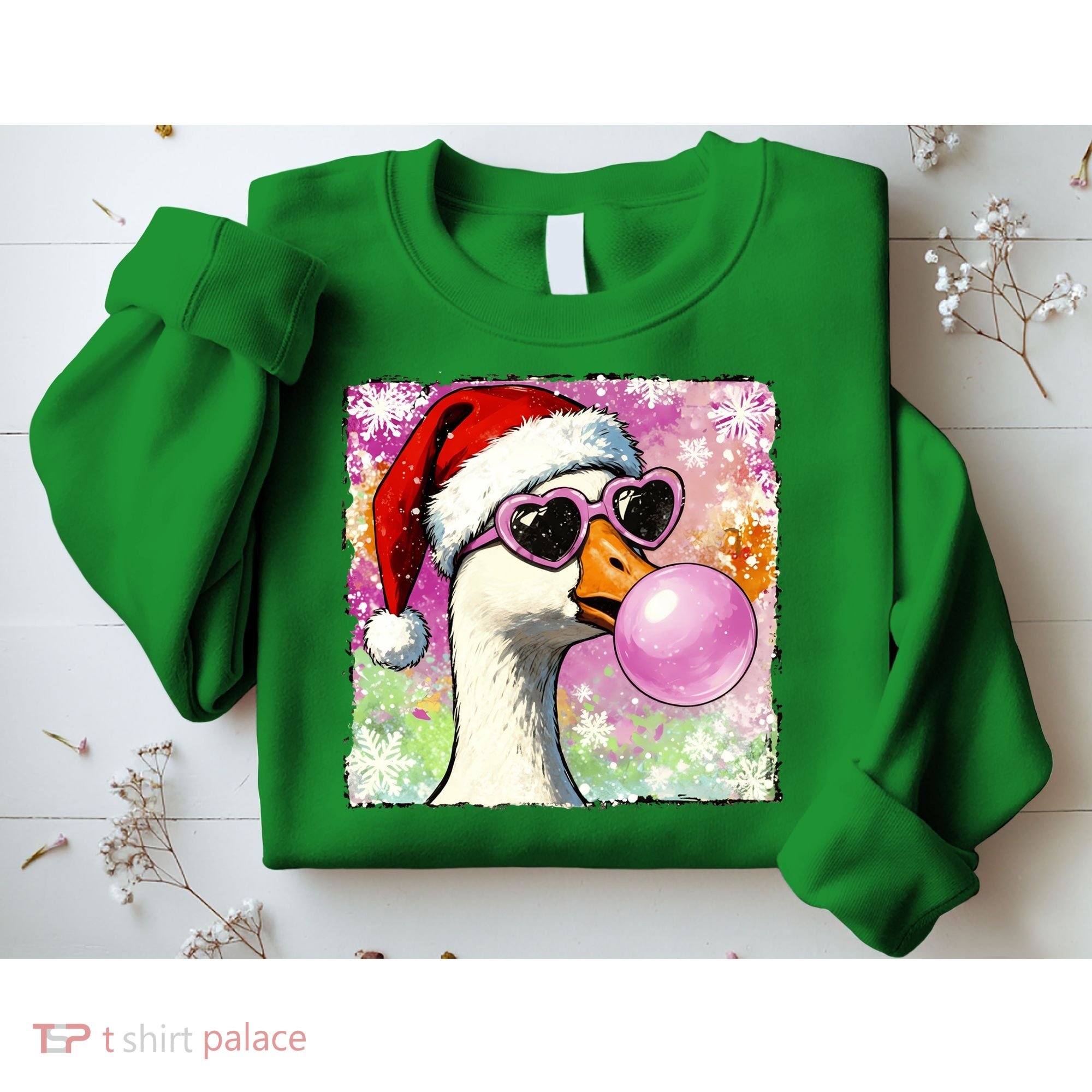 Cool Silly Goose Santa Christmas Bubble Gum Sweatshirt