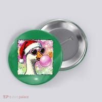 Cool Silly Goose Santa Christmas Bubble Gum Button thumb 0