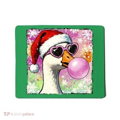 Cool Silly Goose Santa Christmas Bubble Gum Mousepad