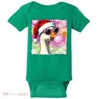 Cool Silly Goose Santa Christmas Bubble Gum Baby Bodysuit thumb 0