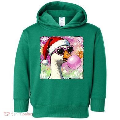 Cool Silly Goose Santa Christmas Bubble Gum Toddler Hoodie