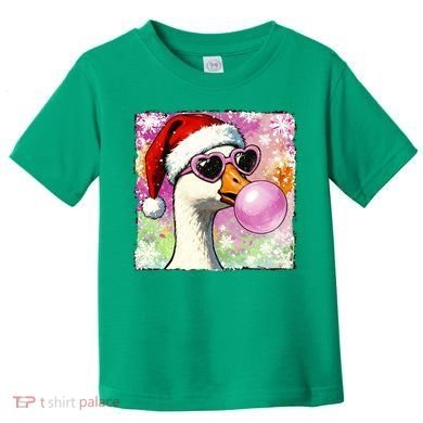Cool Silly Goose Santa Christmas Bubble Gum Toddler T-Shirt