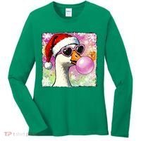 Cool Silly Goose Santa Christmas Bubble Gum Women's Long Sleeve Shirt thumb 0