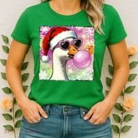 Cool Silly Goose Santa Christmas Bubble Gum Women's T-Shirt thumb 2
